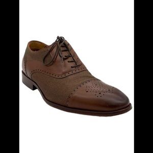 Flag LTD. Men's Hamilton Leather Canvas Cap Toe Dress Shoes Tan - Medium